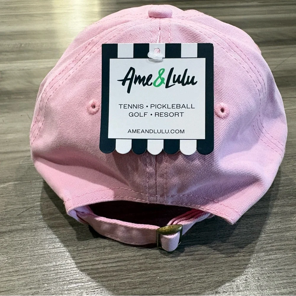 Ame & Lulu Triple Play Hat Pink “Tennis Anyone?” Adjustable Cotton Baseball Cap